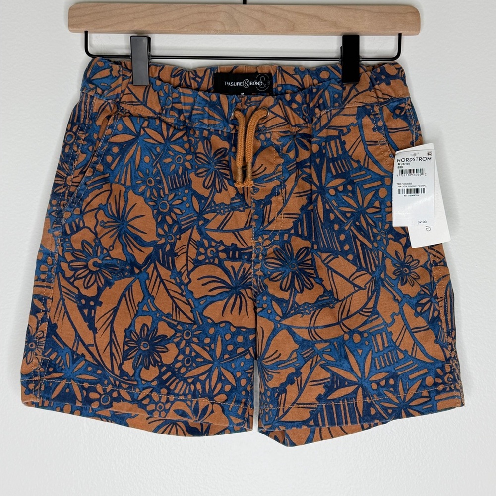Boys Treasure & Bond Nordstrom Brown Lion Jungle Shorts 8/10 Pull-on NEW elastic